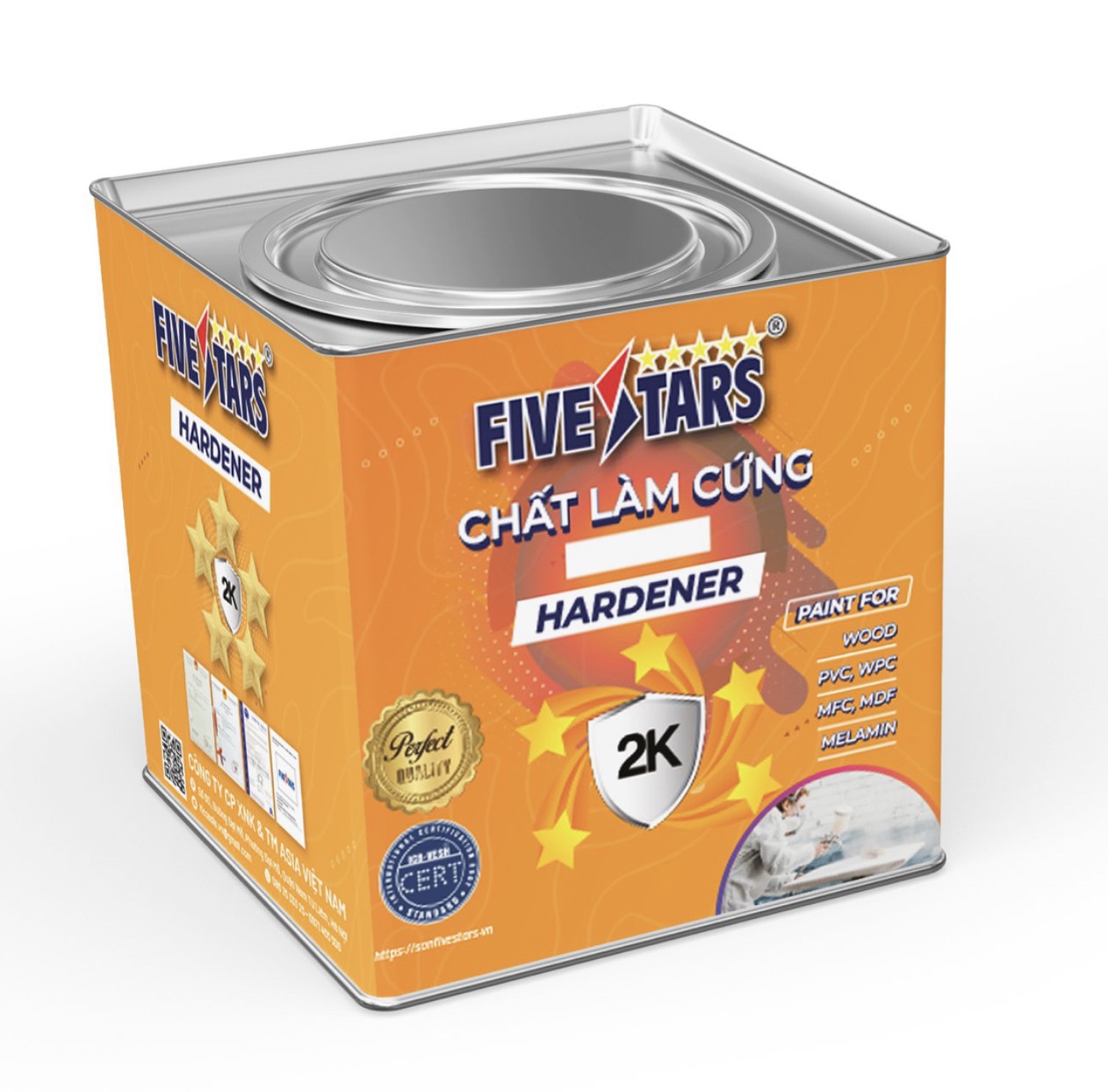Bao bì chất làm cứng FIVESTARS màu vàng cam trên trang cứng chống ngả vàng mờ